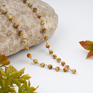 Brown Cat's Eye 925 Silver Wire Mala