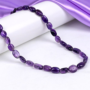 Amethyst Oval Beads Necklace