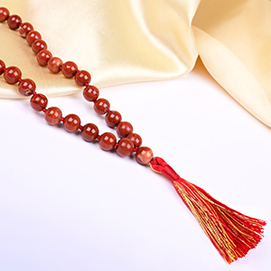 Natural Red Jasper Mala - 8 mm