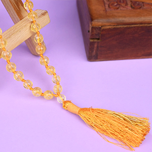 Yellow Citrine Faceted Beads Mala - 6 mm