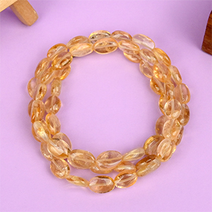 Yellow Citrine Oval Beads Mala - 12 mm