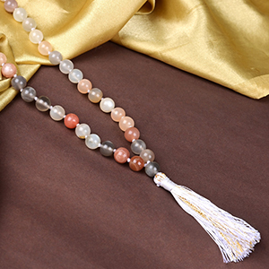 Multicolour Moonstone Beads Mala - 8 mm