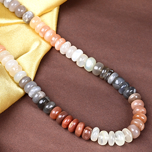 Multicolour Moonstone Button Beads Necklace - 10 mm