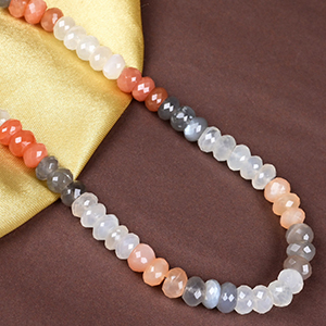 Multicolour Moonstone Faceted Beads Necklace - 10 mm