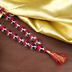 Sphatik Crystal Quartz Woolen Spacers Mala - 14 mm