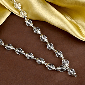 Sphatik Faceted 925 Silver Designer Caps Mala - 5 mm