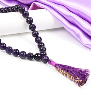 Amethyst Round Faceted Beads Mala