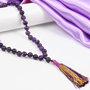 Amethyst Round Beads Knotted Mala