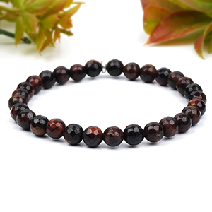 Red Tiger Eye Faceted Beads Bracelet