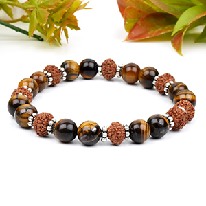 Tiger Eye & 8 Mukhi Rudraksha Bracelet