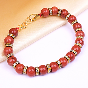 Red Jasper Diamond Chakri Bracelet - 8 mm