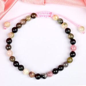 Multi Tourmaline Adjustable Thread Bracelet - 6 mm