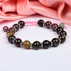 Multi Tourmaline 925 Silver Chakri Bracelet - 10 mm