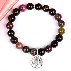 Multi Tourmaline Tree of Life Bracelet - 10 mm