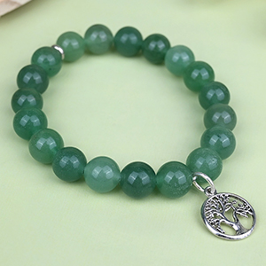 Green Aventurine Tree of Life Trinklet Bracelet - 10 mm