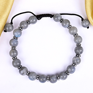 Labradorite Silver Chakri Bracelet - 8 mm