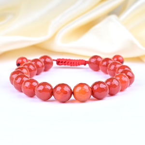 Faceted Red Carnelian Adjustable Thread Bracelet - 10 mm
