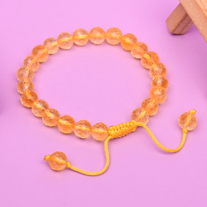 Yellow Citrine Faceted Adjustable Bracelet - 8 mm