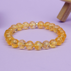 Yellow Citrine Faceted Beads Bracelet - 8 mm