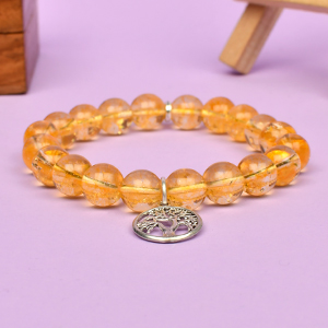 Yellow Citrine Tree of Life Bracelet - 10 mm