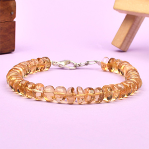 Yellow Citrine Button Beads Bracelet - 8 mm