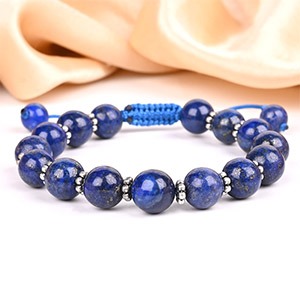 Lapis Lazuli Silver Chakri Adjustable Bracelet - 10 mm