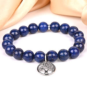 Lapis Lazuli Tree of Life Bracelet - 10 mm