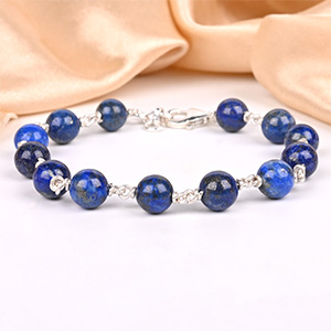 Lapis Lazili 925 Silver Wire Bracelet - 8 mm
