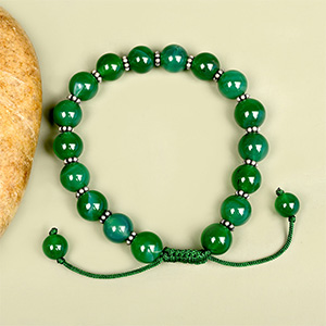 Green Onyx German Silver Chakri Adjustable Bracelet - 10 mm