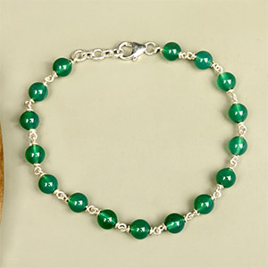 Green Onyx 925 Silver Wire Bracelet - 6 mm