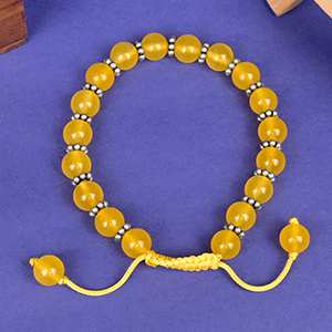 Yellow Jade German Silver Chakri Bracelet - 8 mm
