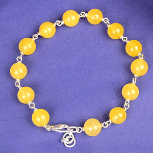 Yellow Jade 925 Silver Wire Bracelet - 8 mm