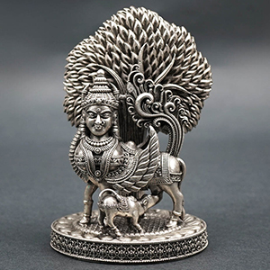 Kamdhenu Cow x Kalpavriksha Tree 925 Silver Idol (Oxidized)