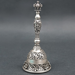 Shankh Chakra 925 Oxidized Silver Puja Ghanti