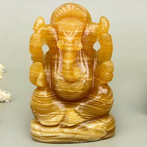 Yellow Selenite Ganesha Idol