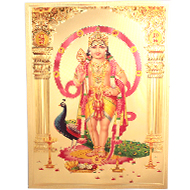 Lord Murugan Photo in Golden Sheet - Large
