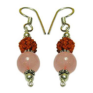 Rudraksha Rose Quartz Earrings  