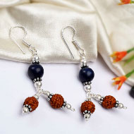Rudraksha and Lapis Lazuli Earring - I