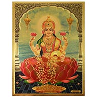 Goddess Mahalakshmi Photo in Golden Sheet - Large