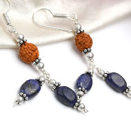 Rudraksha and Lapis Lazuli Earring - III