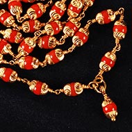 Coral Mala in gold with selfdesigned cap
