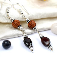 Rudraksha and Gomed Earrings