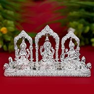 Ganesh Laxmi Saraswati Prabhavali (Arch) With Bells  (925 Sterling Silver)