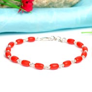 Cylindrical Coral Bracelet in pure silver - I