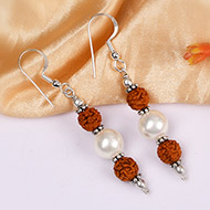 Rudraksha and Pearl earring