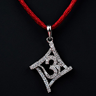 Om Locket in Pure Silver with stonework - III