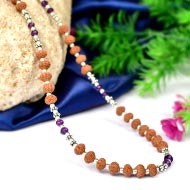 9 mukhi Rudraksha and Amethyst beads Mala - III