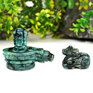 Pashupatinath Shivlinga with Nandi in Emerald