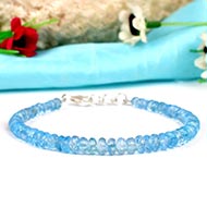 Blue Topaz Faceted Button Shaped Beads Bracelet