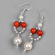 Pearl and Coral bead Earrings - IV
